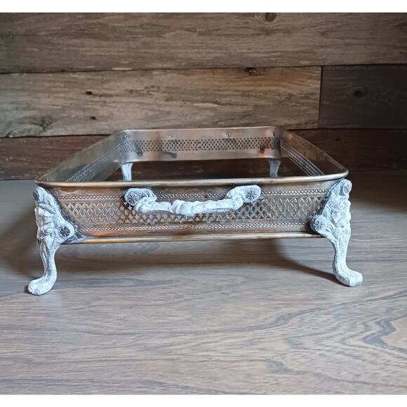 Vintage Silver Plate Footed Casserole Dish Stand - Picture 3 of 5